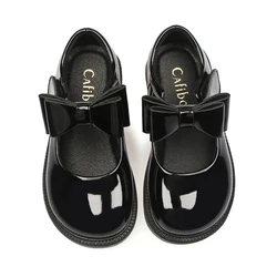 New Girl Leather Shoes Princess Kid Student School Causal Black Versatile Shoes Hook & Loop Children Glossy Mary Jane Autumn Hot