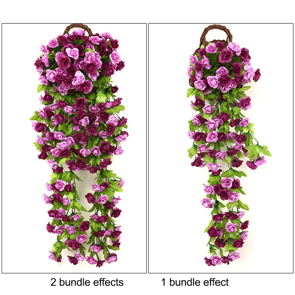 Artificial Flowers Rattan Fake Plants Vine Decoration Wall Hanging Roses Home Decor Accessories Wedding Decorative Wreath