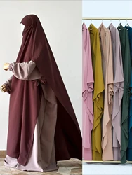 Eid Muslim Women Khimar Hijab Islamic Dubai Solid Color Scarves Turban Arab Ladies Praying Headdress Ramadan Long Headscarf 2025