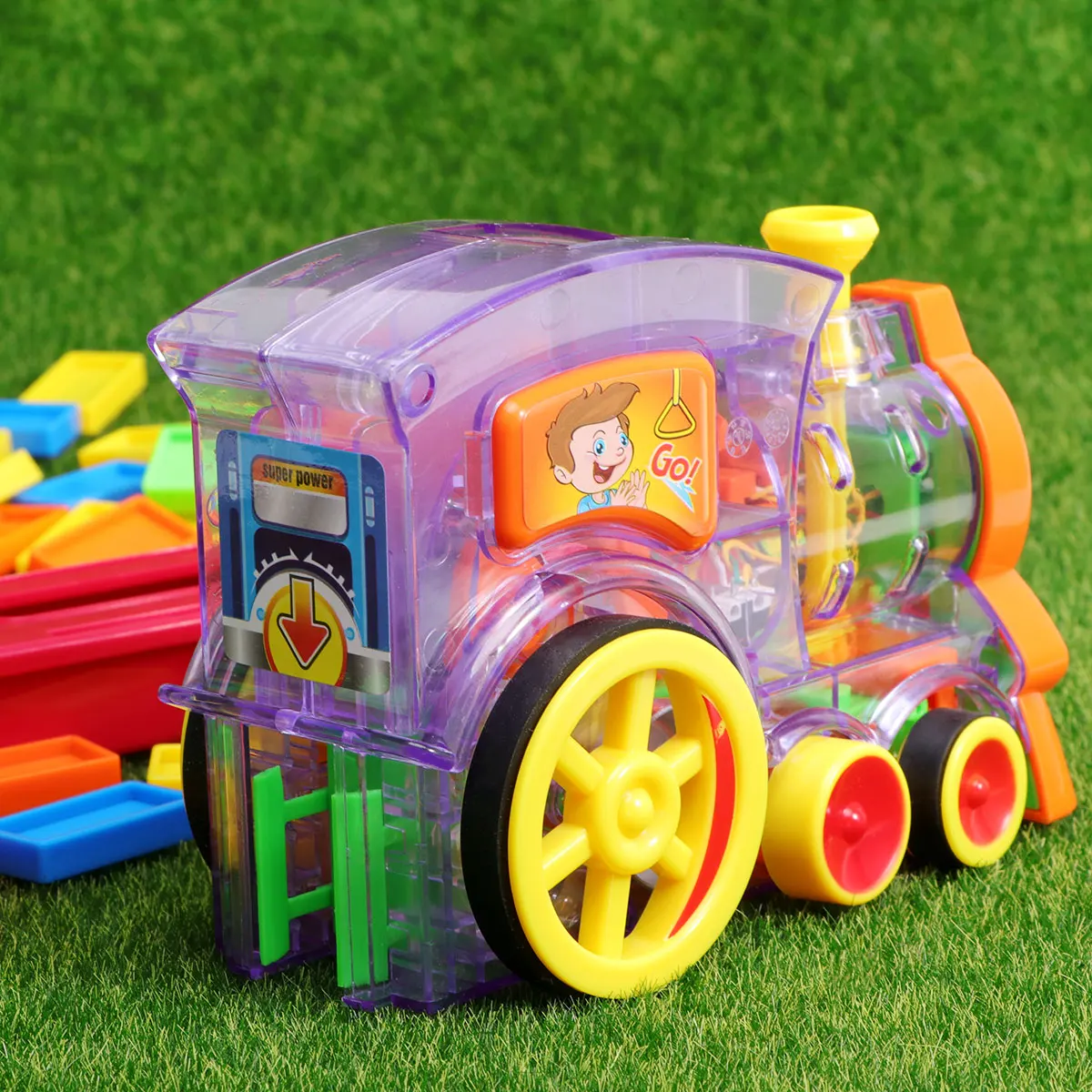 80pcs Electric Domino Train Kids Automatic Learning Game Transparent Blocks Fun Educational Playset Safe Creative Building