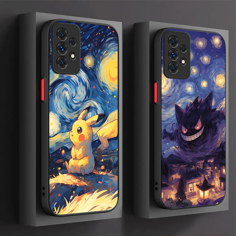 Cute P-Pokemon Starrysky Case For Samsung Galaxy A07 A17 A34 A54 A05 A05S A24 A14 A53 A33 A23 A52 A52S A32 A22 A12 A71 A51 A31