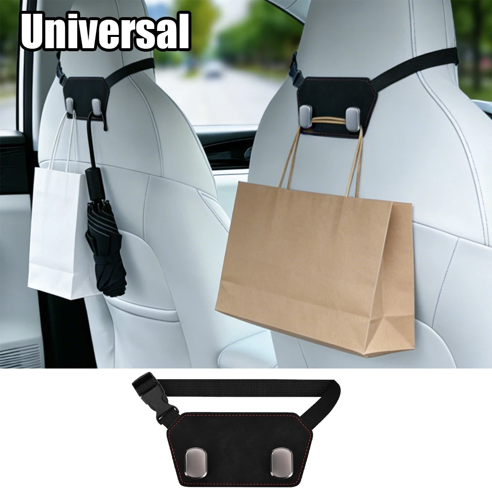 Car Back Seat Hook Headrest Suede Leather Soft Hanging Double Hook Wear-Resistant Rear Row Storage Hanger