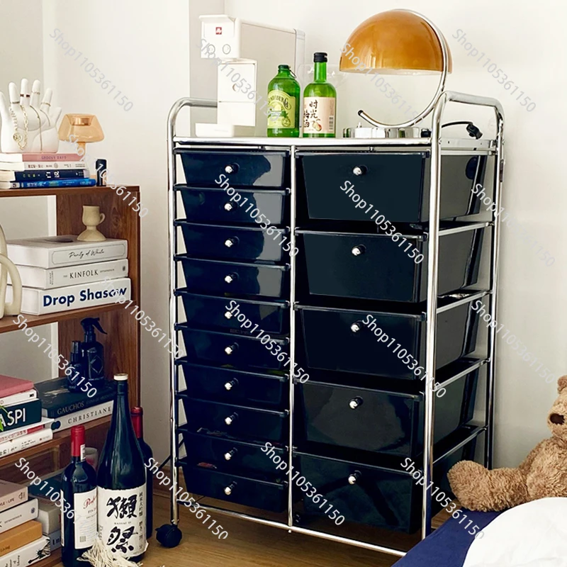 Home Mobile Drawer Cabinet Storage Cabinet Storage Bedroom Plastic Locker Black