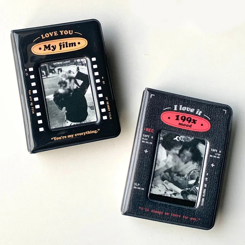 Soporte Retro Para sesión fotográfica, carpeta Kpop negra de 3 pulgadas, álbum de búsqueda de estrellas, funda para fotos de Idol, organizador de papelería, libro de colección YZL7