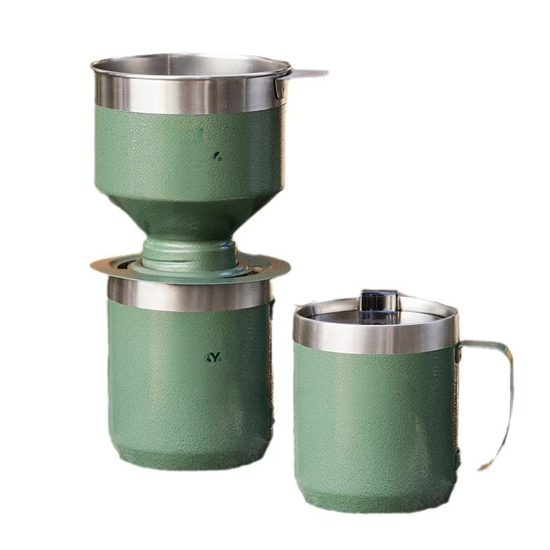

Stainless steel outdoor coffee pot utensils household insulation filter water cup filter-free paper hand flushing set
