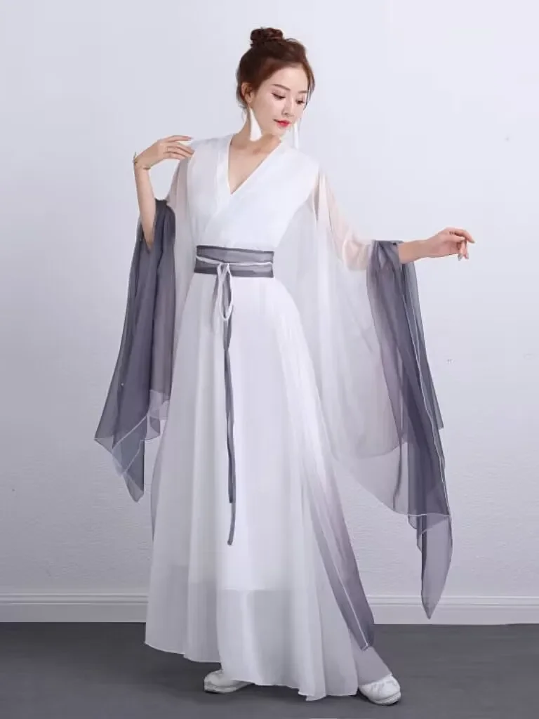 زي الإناث الكبار التدرج ملابس رقص أنيقة النمط الصيني الموسيقى الشعبية أداء الرقص الكلاسيكي زي