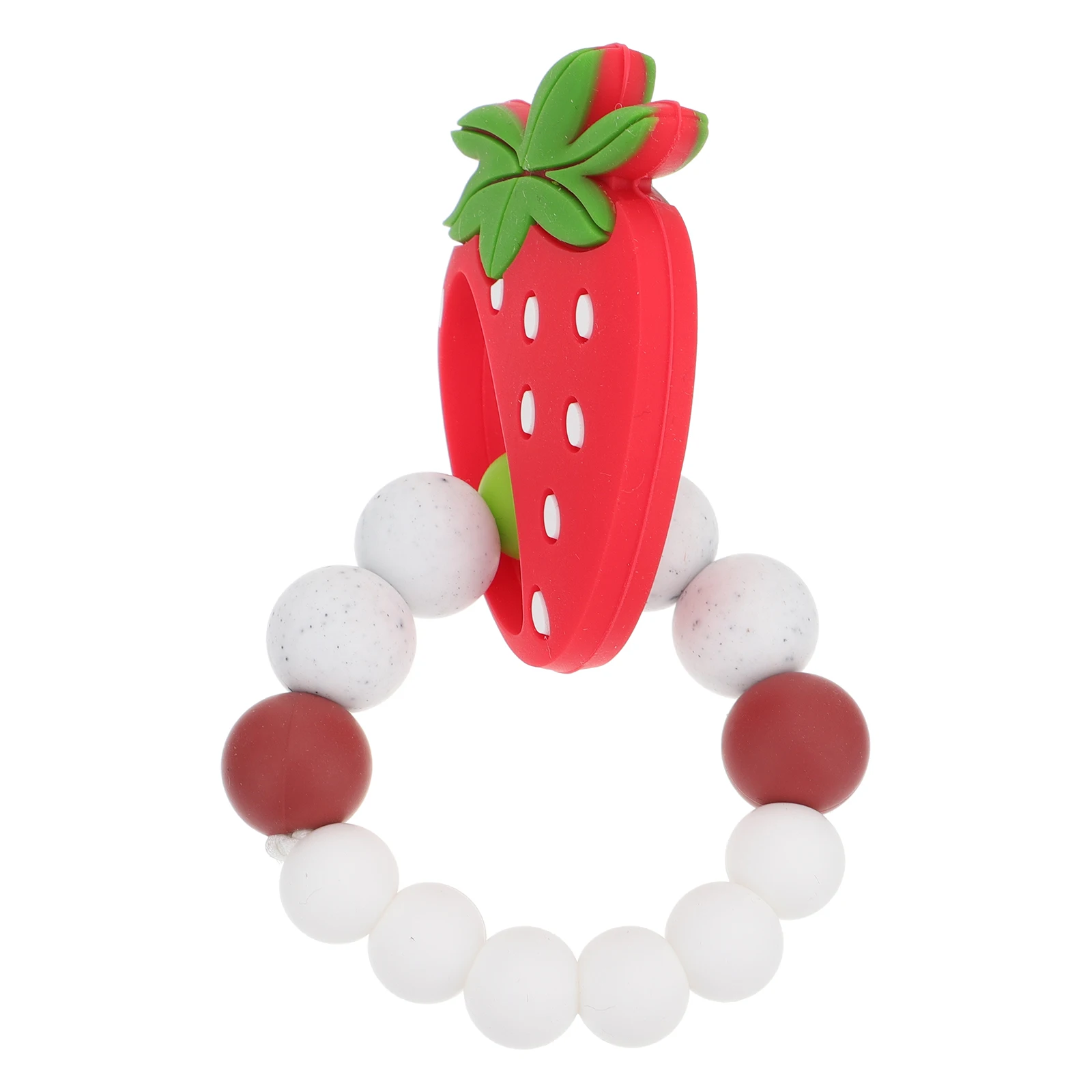 1Pcs Baby Cartoon Strawberry Molar Bracelet Bite Resistant Chewing Aid Soothes Gums Teething Relief Fruit Design Molar Wristband