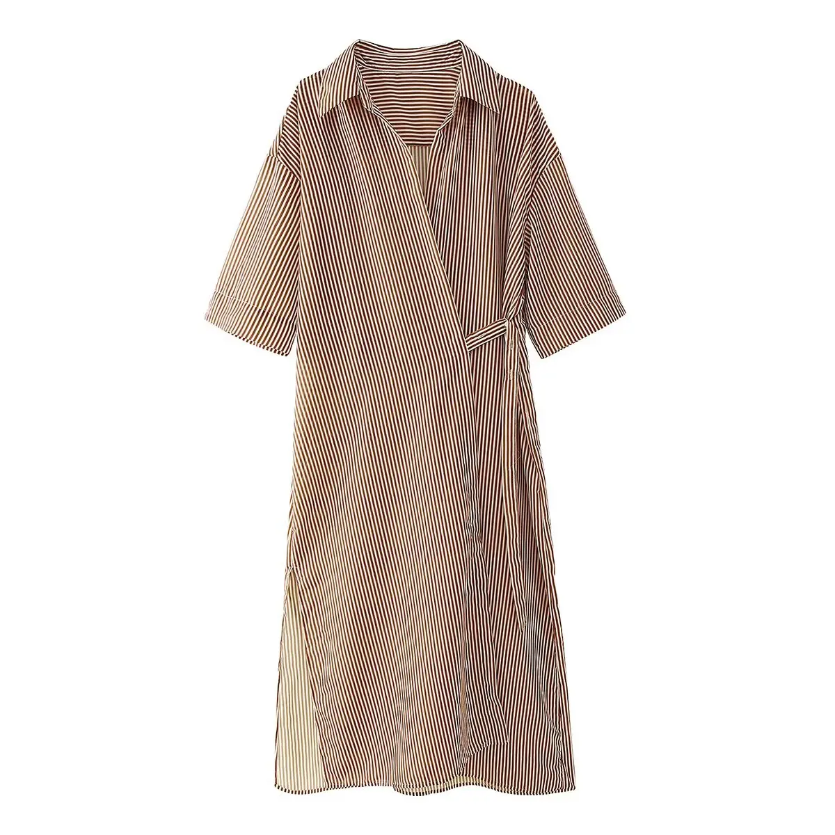 JNLEAOG Spring New Women's Faion Design Stripe Silk irt Dr Loose Waist Polyester Fiber Straight Tube Summer Dr