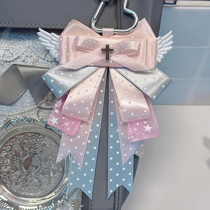 Anime Kawaii Korean Fan Bow Bag Charm Ins Style Ita Bag Bow Wings Decoration Keychain Holder Kit Sweet Korean Fashion Key Holder