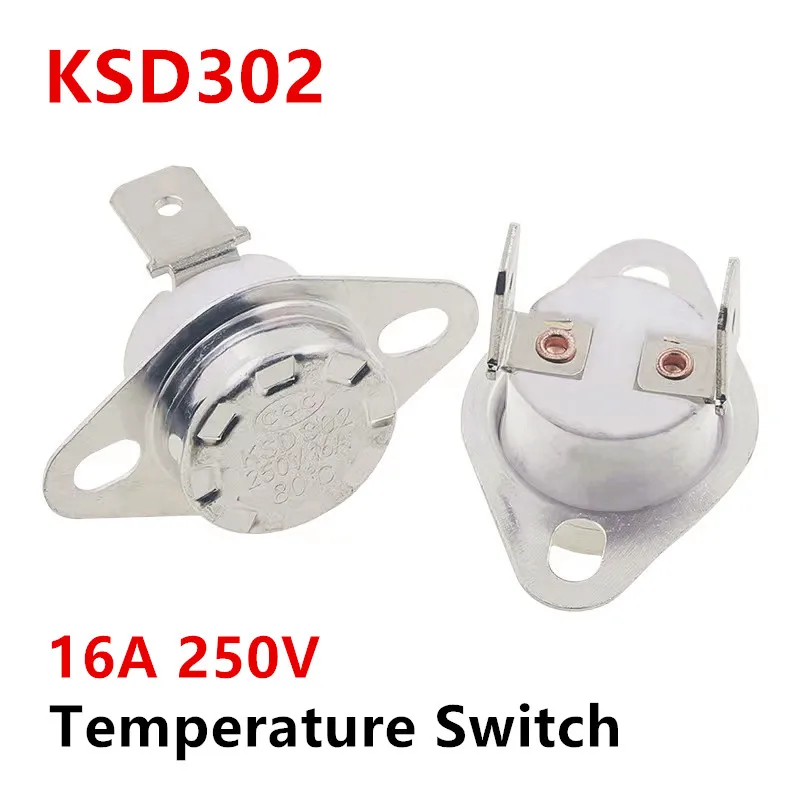 KSD302-termostato de interruptor de temperatura abierto normalmente cerrado, 16A, 250V, 40-300 grados, cerámica, KSD301, 45C, 85C, 95C, 110C, 150C,