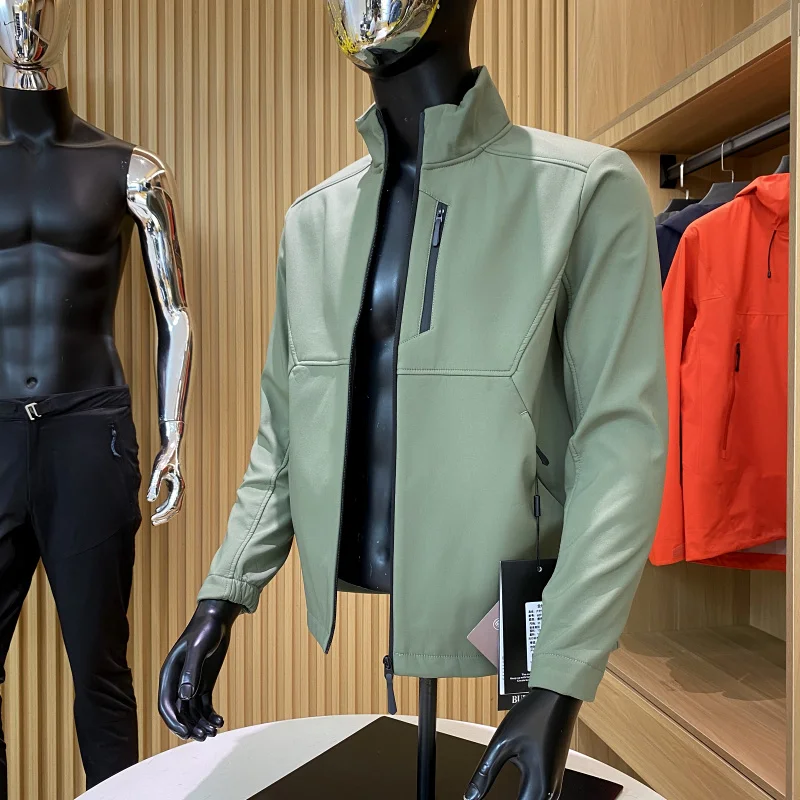 

American High-End Men's Fce-Lined Softell Jaet Casual Outdoor Windproof Warm Breathable Spring Autumn Stand Collar