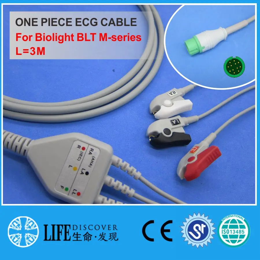 

ECG CABLE with 3 leadwires clip for Biolight BLT M-series patient monitor