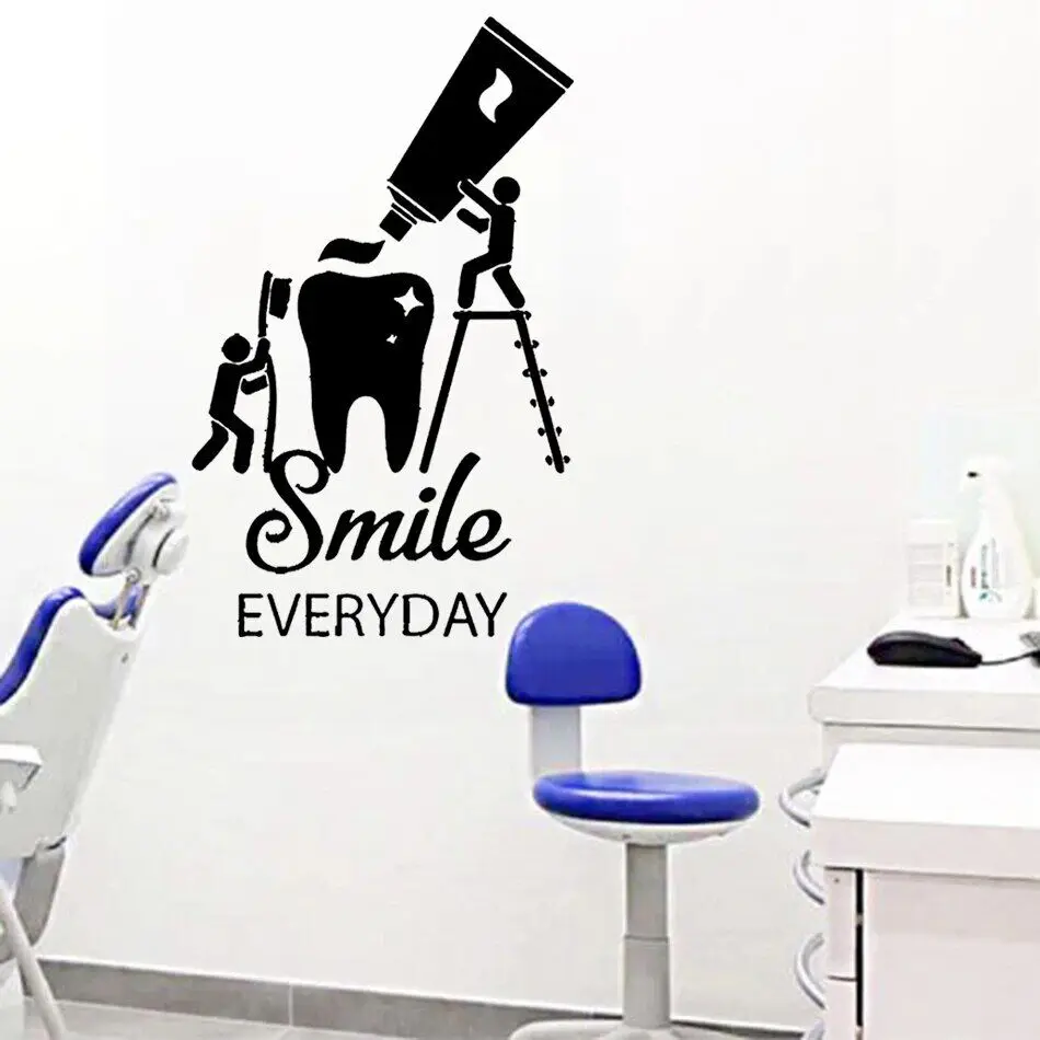 Simle ежедневная цитата, Настенная Наклейка, декор для стоматологической клиники, виниловая зубная щетка, ручная роспись для ванной комнаты, стоматологическое искусственное украшение HY1998