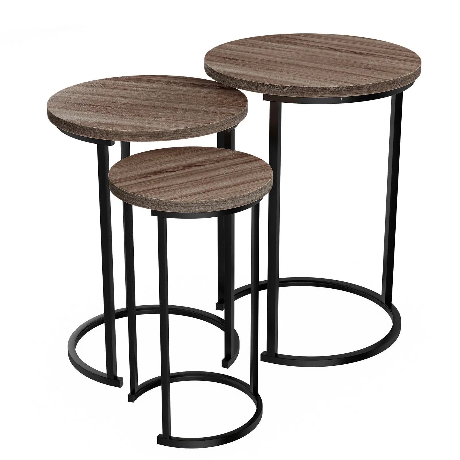 

Modern Nesting Tables Round Living Room End Tables with Metal Base