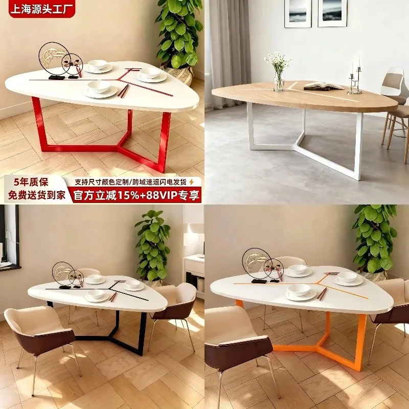 BJ Italian Minimalist Lacquer Dining Table White Triangle Conference Desk Modern Office Meeting Table