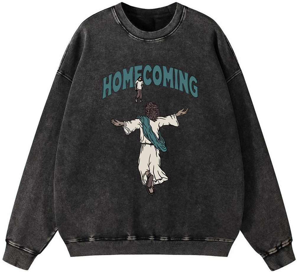 

Homecoming Womens Vintage Washed Cotton Sweatshirt Simple Warm Autumn Pullover Street Casual Hoodie Fashion Oversized