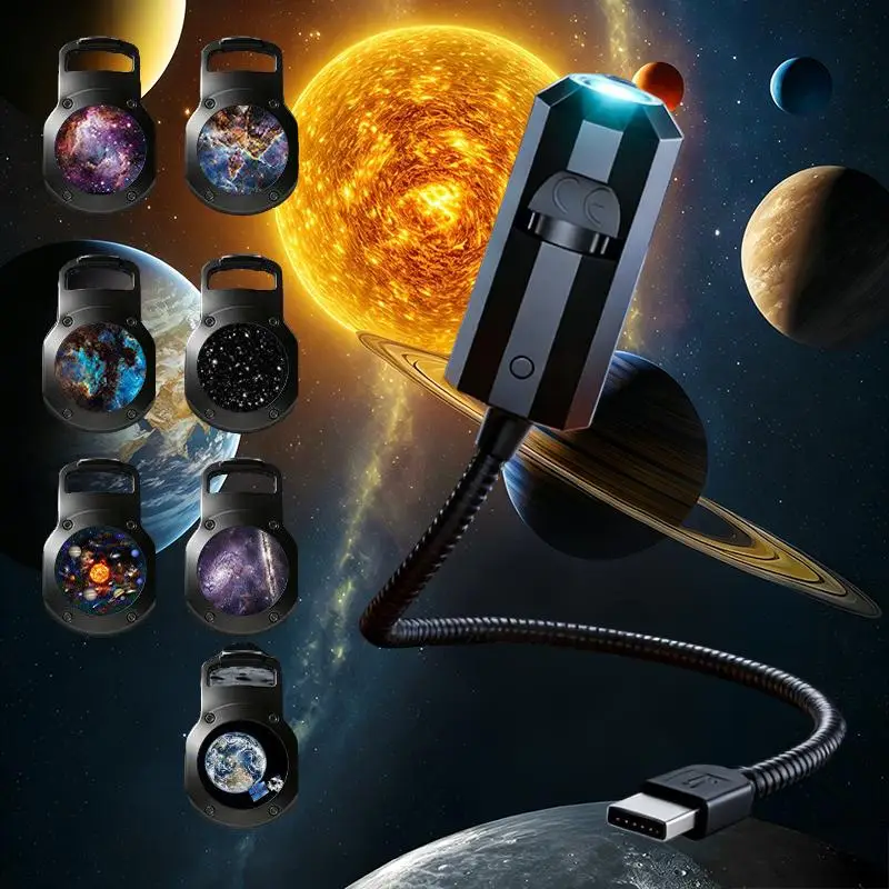 (Ce14)Galaxy Starry Sky Pattern Design USB Projector Lamp For Ceiling Wall Room Night Ambiance