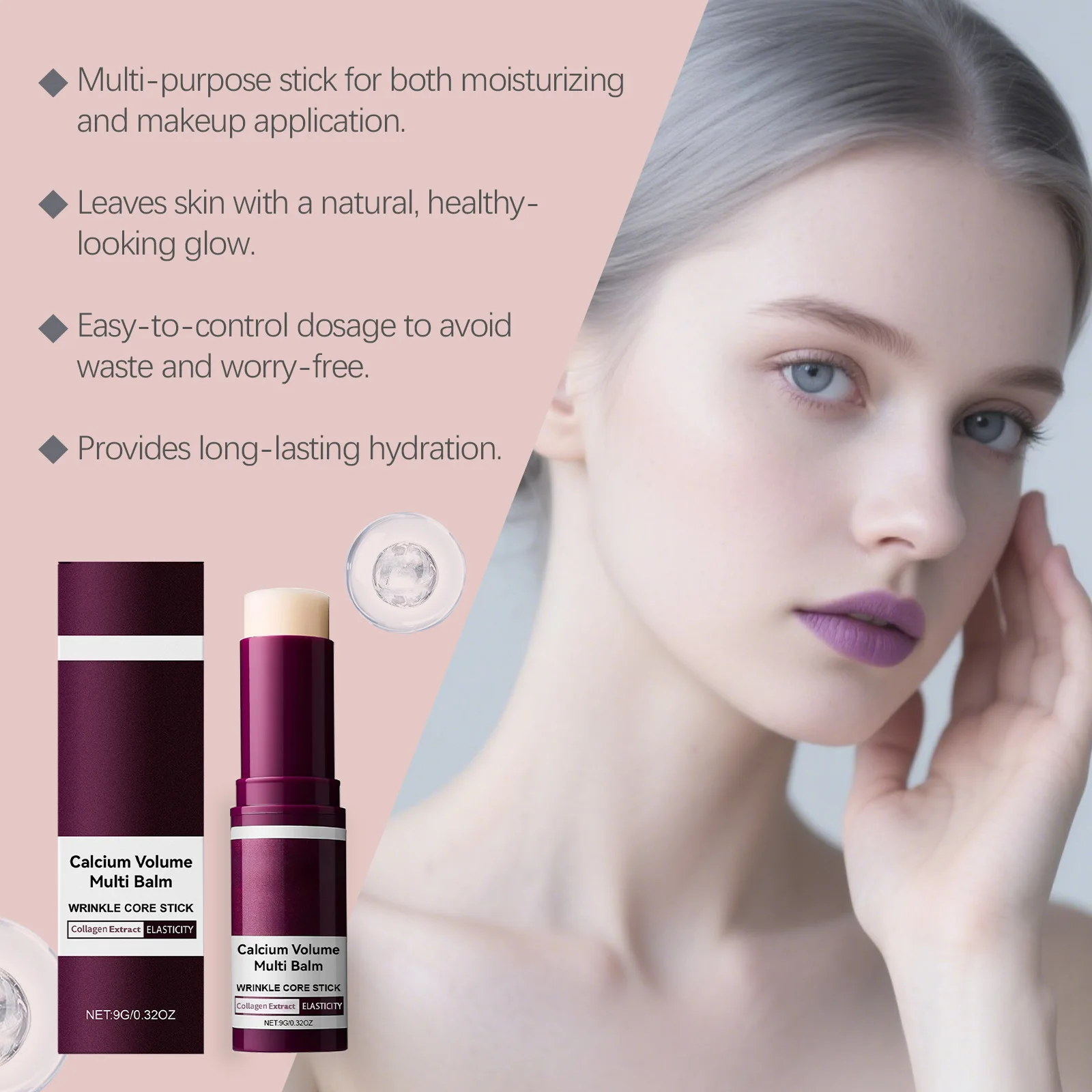 Moisturizing Skincare Stick Quickly Absorbs, Leaving Smooth, Soft Skin. Portable, Hydrating Stick for Facial Care, Suitable for Use before Makeup.