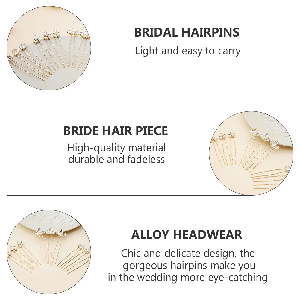 

9 pcs Wedding Accessories Rose Gold Bridal Hairpins For Women Girls Bride Hair Piece Party Banquet Alloy Headwear Decor Hair Pin