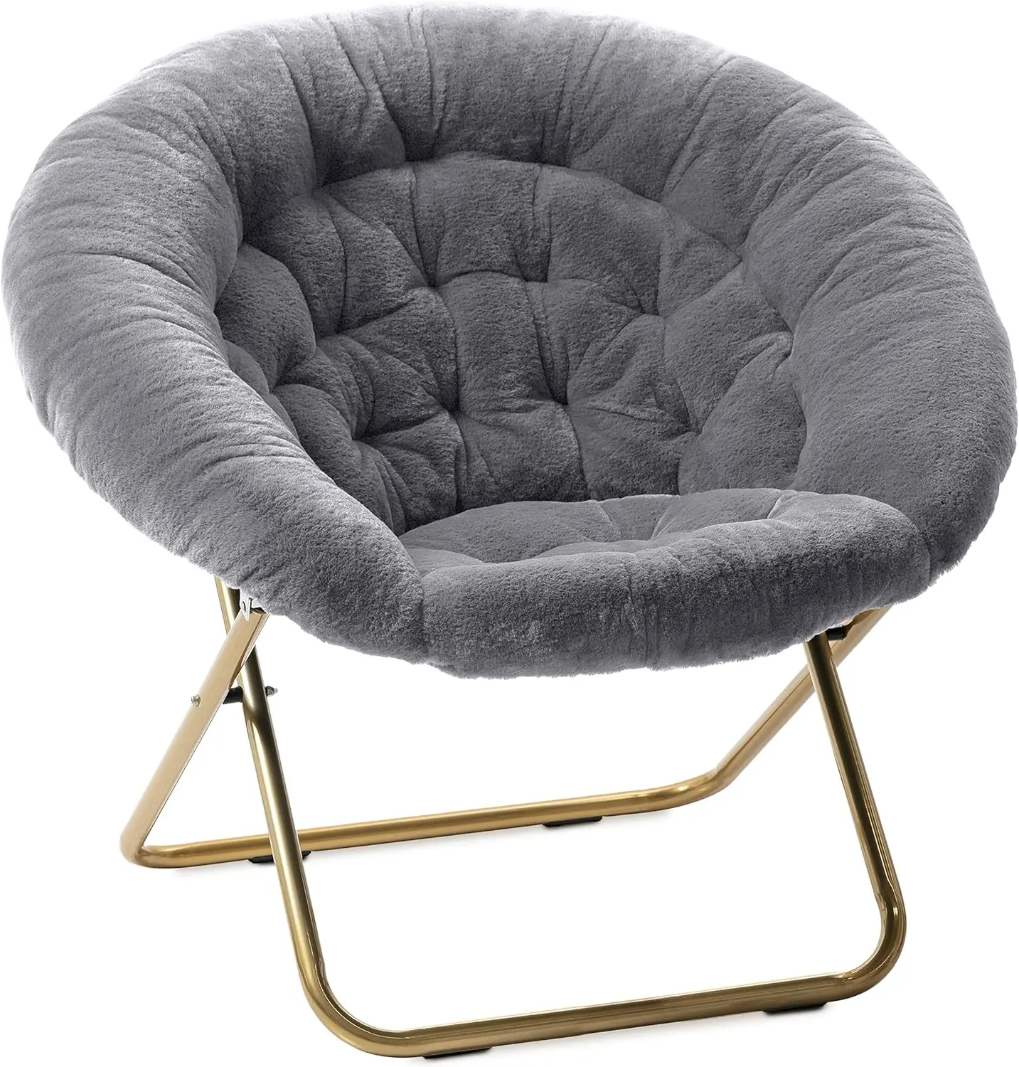 

Comfort Corner Cozy Chair/Faux Fur Saucer Chair for Bedroom/X-Large,25D x 38W x 34H in (Grey)