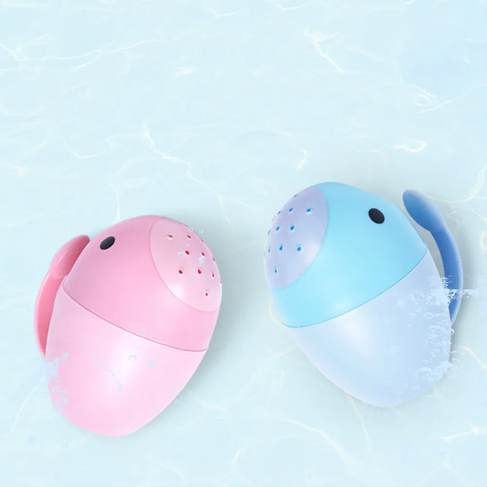Egg Shape Baby Bath Wash Cup Eco Friendly Safe Shampooing Watering Flowers Shower Spoon for Infant Independent Bathing Pink