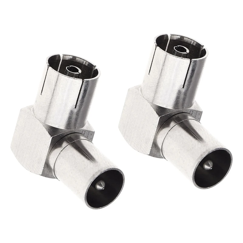 2x 90 Degree Aerial Antenna Plug Connector Adapter Plug To Socket Coaxial Cable RF Coaxial Female to Male