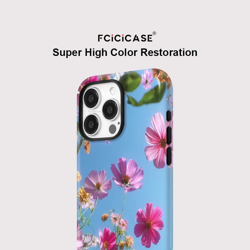 Fcicicase 2 في 1 حافظة هاتف مغناطيسية لهاتف آيفون 15 14 Plus 17 Air 11 12 13 16 Pro Max Flower لغطاء Magsafe الناعم المزدوج الطبقة #4