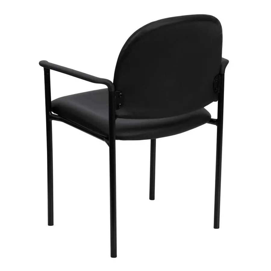 

Tiffany Side Reception Chair with Padded Armrests, Stackable Vinyl Waiting Room Chair for Commercial or Residential Use, Black
