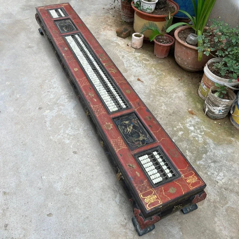 Wooden tire lacquerware painted characters story account long strip case abacus table length 212 cm width 35 height 26