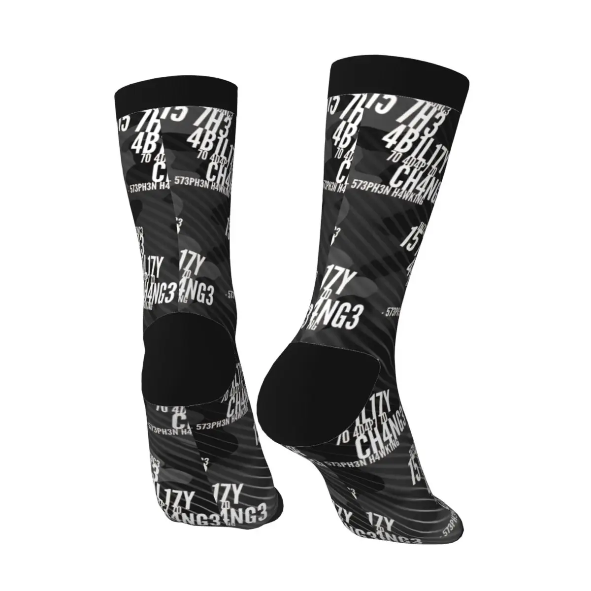 Funny Crazy Sock for Men Aggressive Hip Hop Harajuku Lntelligence is the ability to adapt to change Happy Seamless Pattern