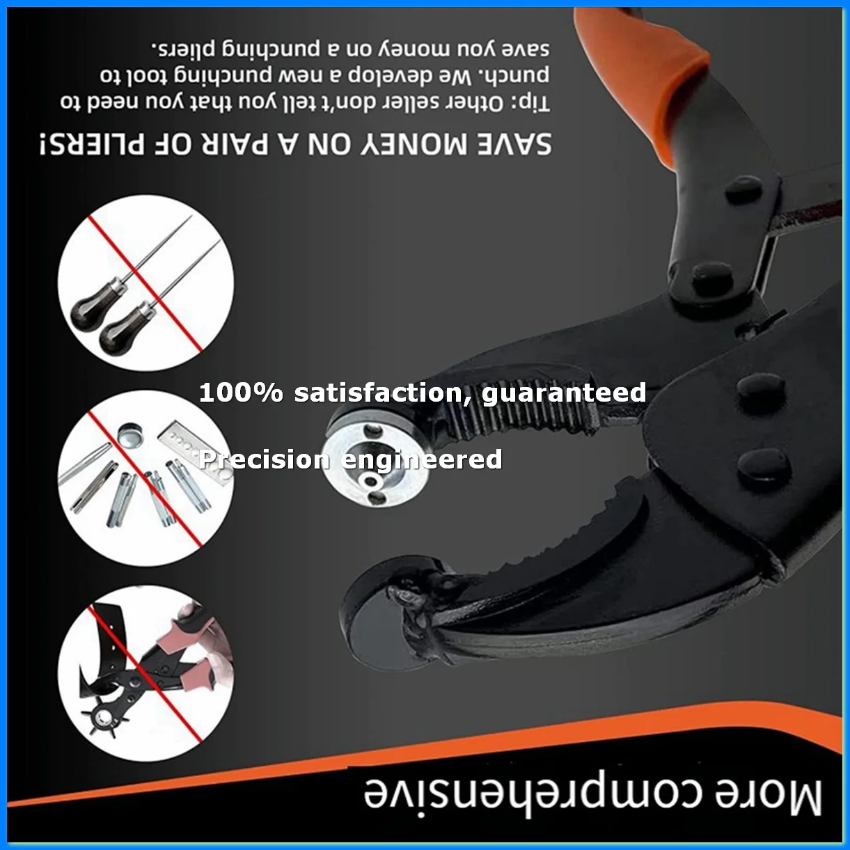 Heavy-Duty Snap Fastener Pliers Adjustable Tool Pliers with Three Dies for Leather Snap and Sewing-A28R