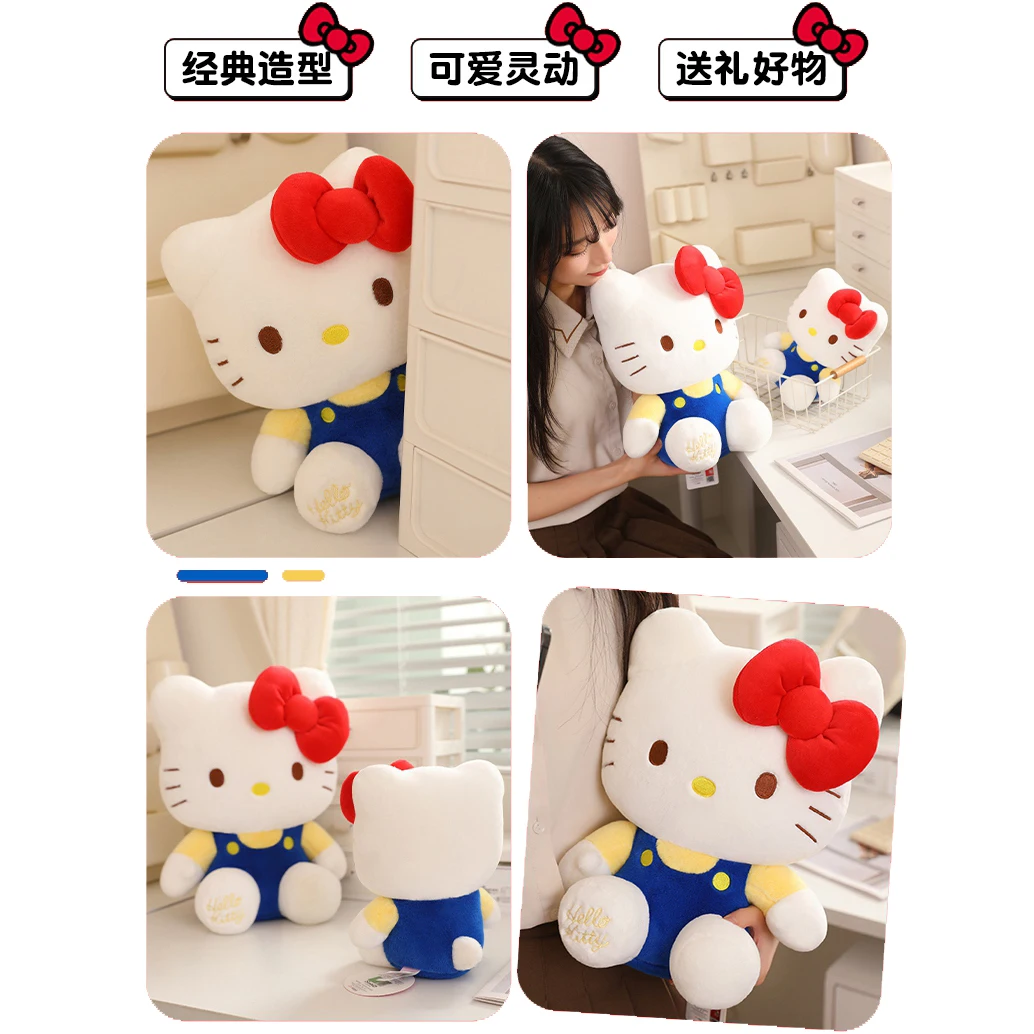 8 & 12 นิ้วของแท้ซานริโอ เฮลโล คิตตี้อะนิเมะตุ๊กตาของเล่นตุ๊กตาหมอนอิงคาวาอิวันเกิดปาร์ตี้คริสต์มาสของขวัญตุ๊กตาสาว