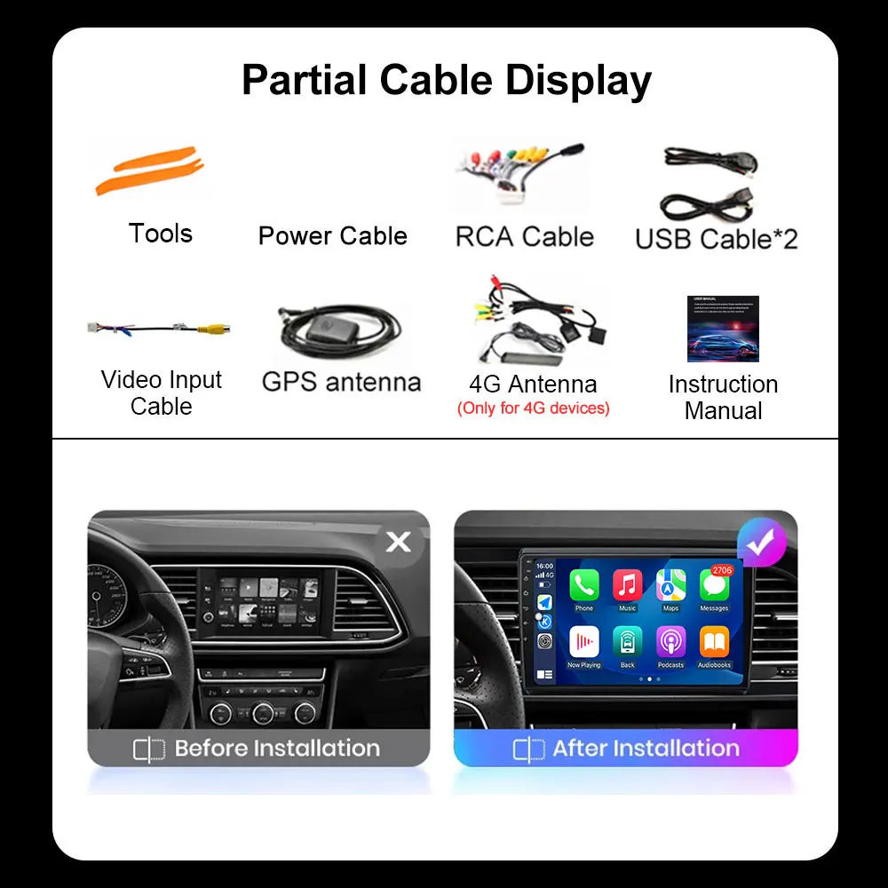 For Seat Leon 3 2012 - 2020 Android 16 Auto Radio Wireless Carplay Car Multimedia GPS Vadio Player Accessory Tools Fan 4G+Wifi