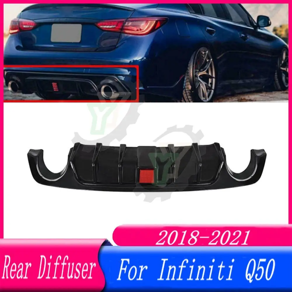 

Car Accessories Rear Bumper Diffuser Spoiler with Indicator Light Posterior Lip Body Kit For Infiniti Q50 2018 2019 2020 2021