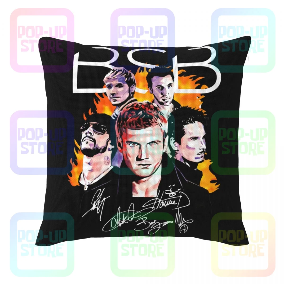 Thick Backstreet Boys Members Signatures Us Supplier Linen Pillowcase Throw Pillow Cover For Sofa Breathable Home Decorative