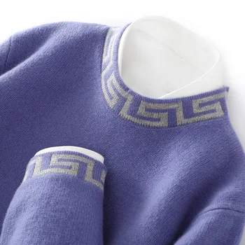 Men's 100% Wool Mock-Neck Pullover Sweater 4 ATTYYWS 100% Pure Wool Men's Semi High Neck Solid Color Knitted Casual Business Men's Long Sleeved Pullover Sweater New Product 4