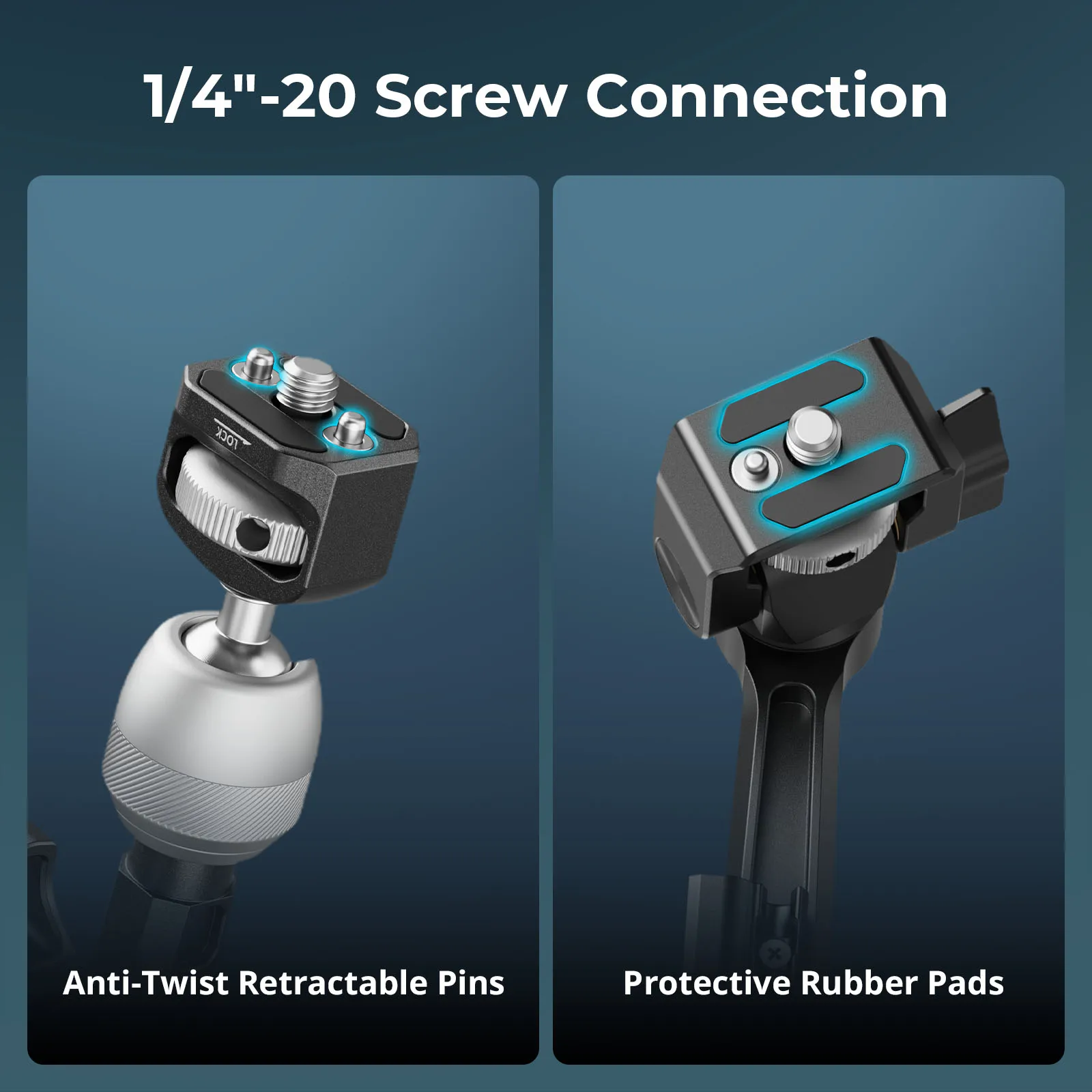 SmallRig マジックアームサポート 1/4"-20 ネジ & 格納式ピン付き ショルダー三脚撮影用 カメラモニター用、調整 -5141