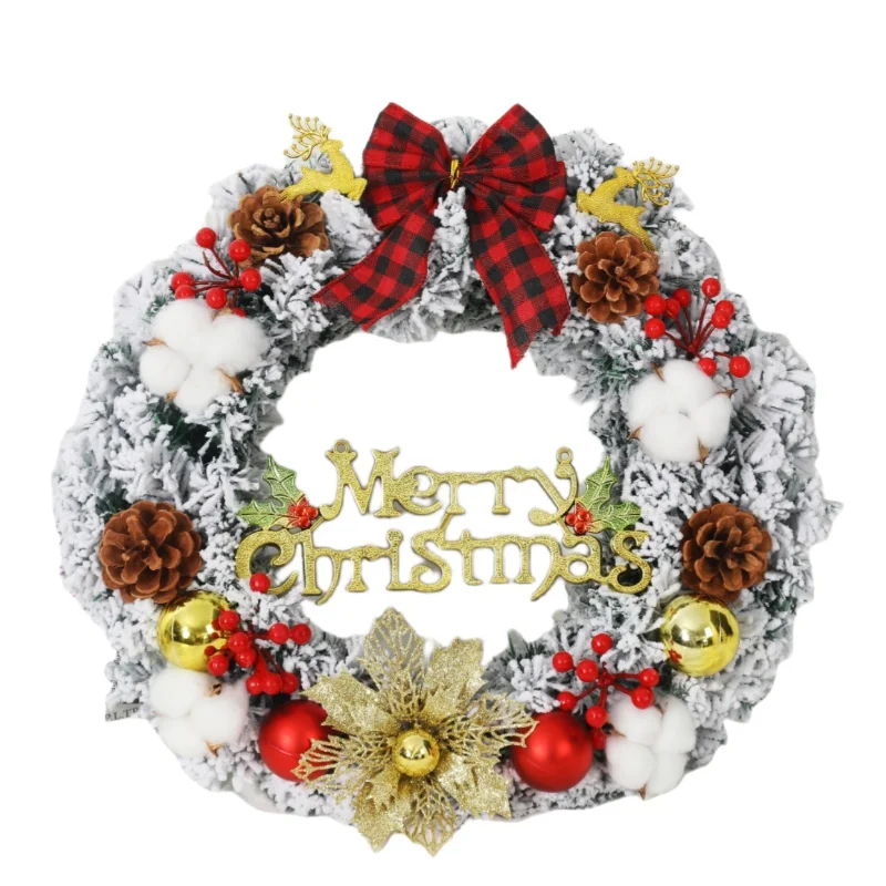 

Christmas decoration 30/40/50 CM flocking wreath interior door hanging window decoration props