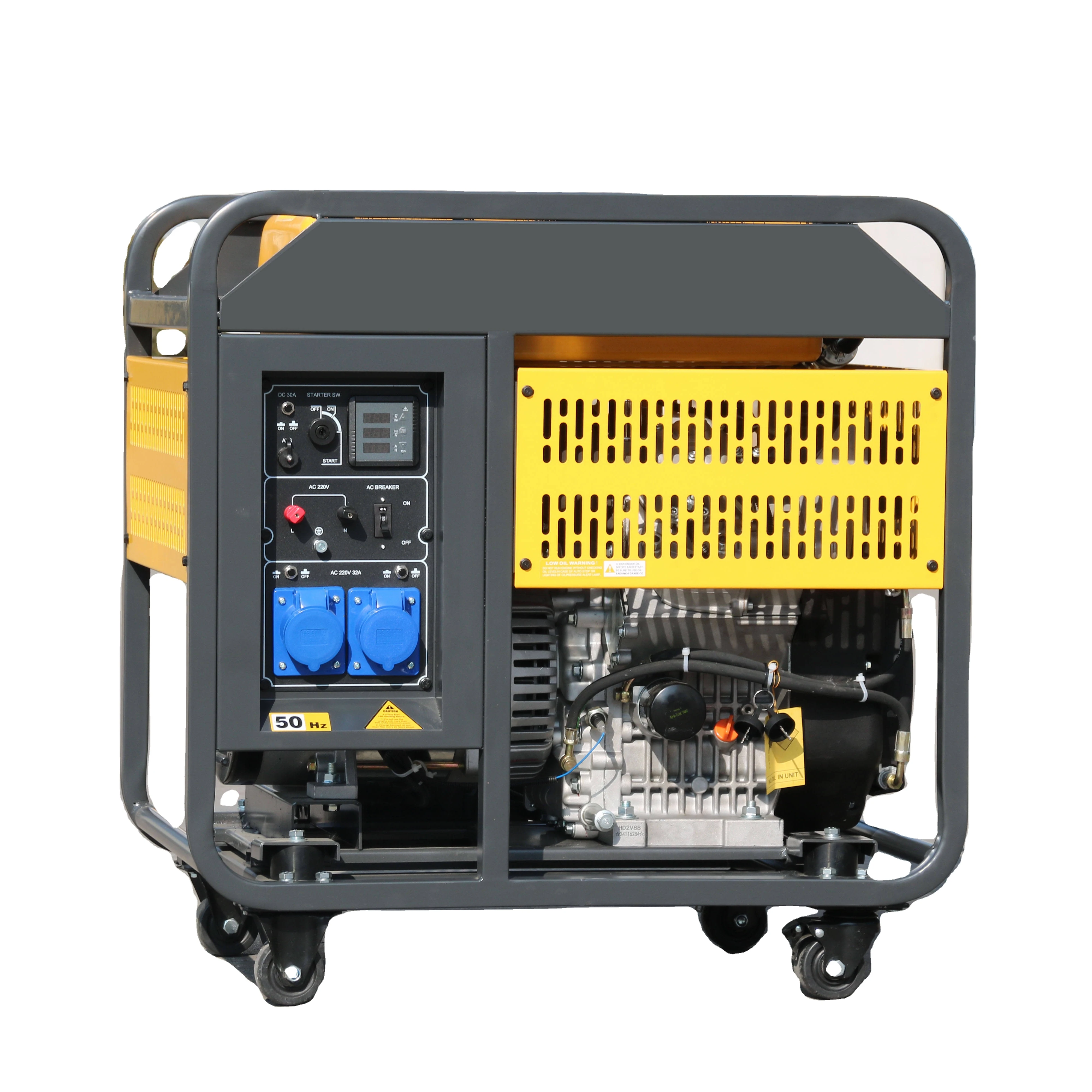 Newest Diesel Generator Single Phase Auto Start 9KW 10kw 11kw 220V 50/60Hz Silent Mobile Type for Building Use