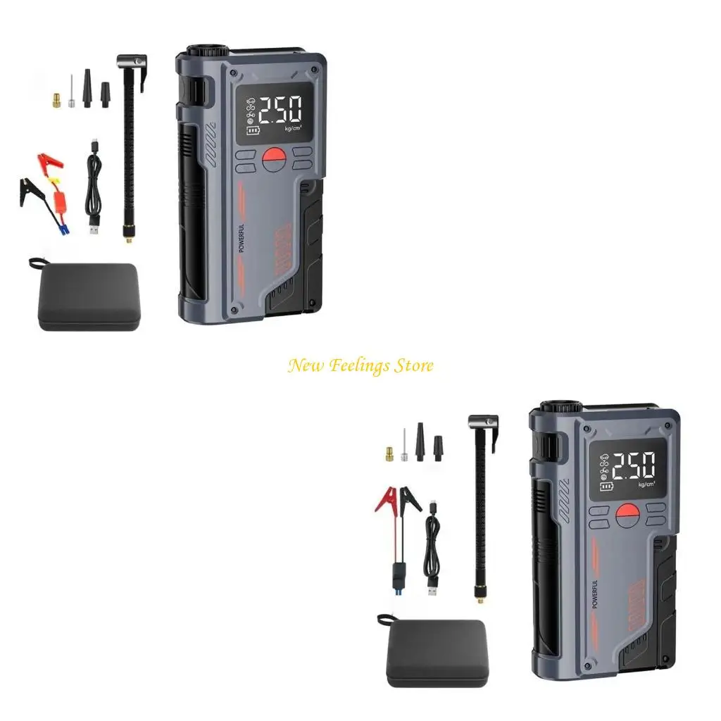 

Air Compressor with LED Light Car Emergency Power Jump Starter Battery Booster