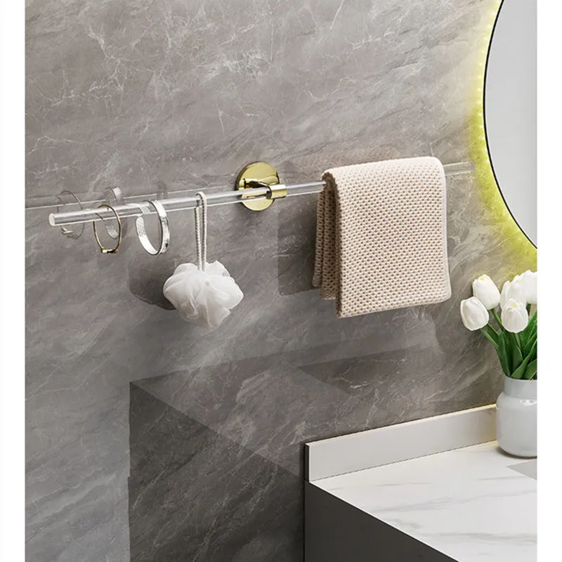 

Acrylic And zinc-Alloy Towel Bar Towel Rack Bathroom Wall Mounted Towel Holder Toilet Single Bar Towel Ring 30/40cm