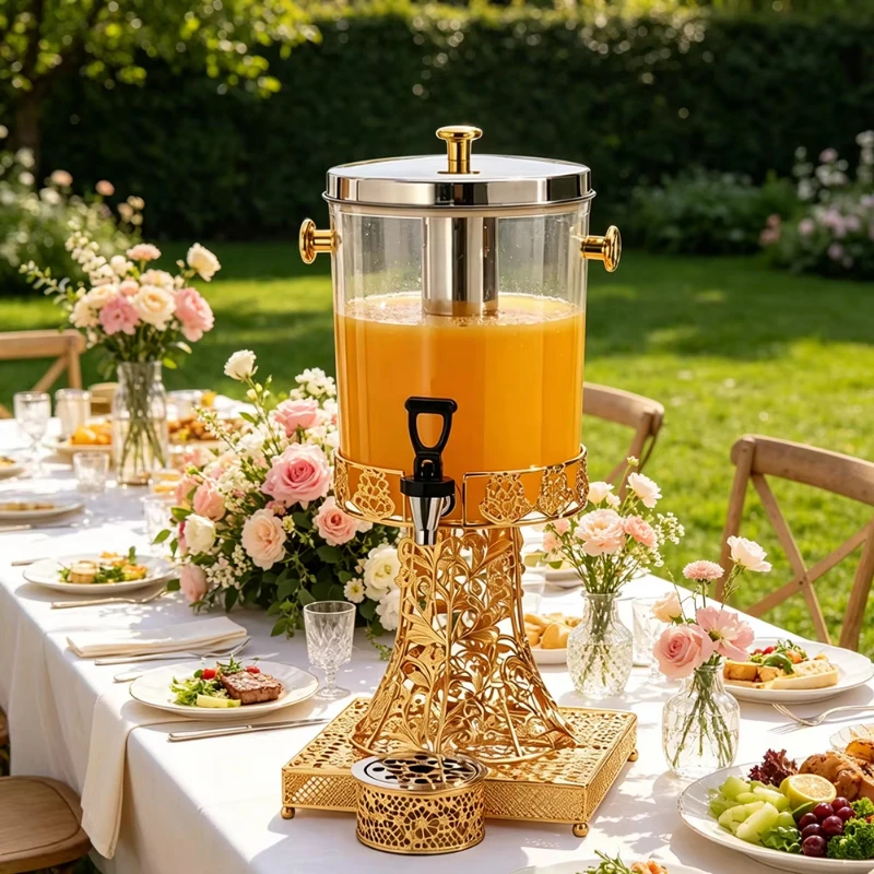 Gold-plated beverage dispenser Cold juice beverage can for catering parties