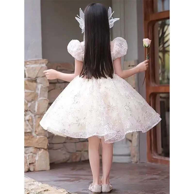 Girls\' dress 2024 new super Fairy Summer Gauze dress Flower child wedding little girl birthday child Princess dress