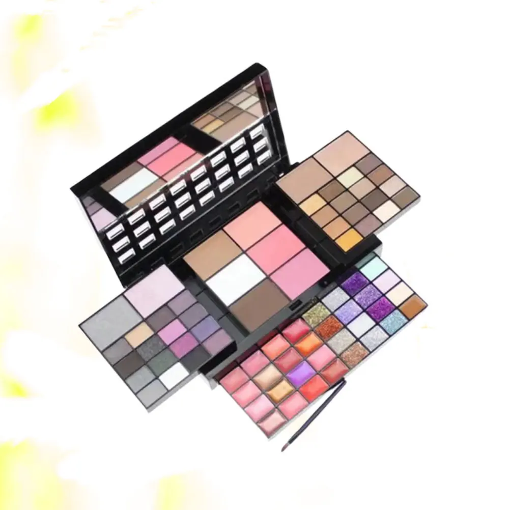 74-Farben-Set, gepresster Puder, Lidschatten, Lipgloss, Rouge, Foundation, Creme, Make-up-Set für alle Hauttypen, tragbar, elegant