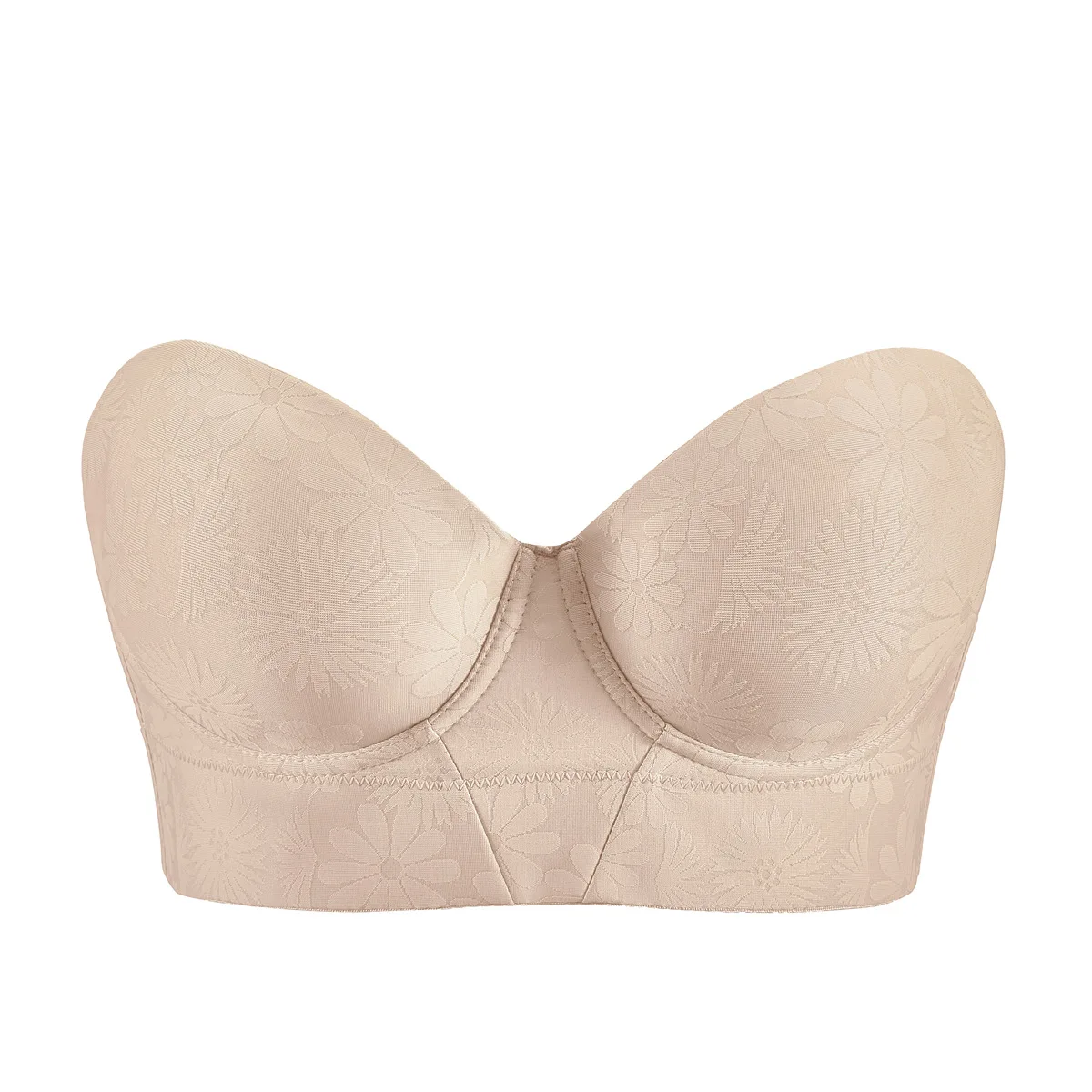 Strapless Non-slip Women's Bra Underwire Push-up Sexy Back Plus Size Ladies' Brassiere Removable Straps Girl's Bra Solid Color