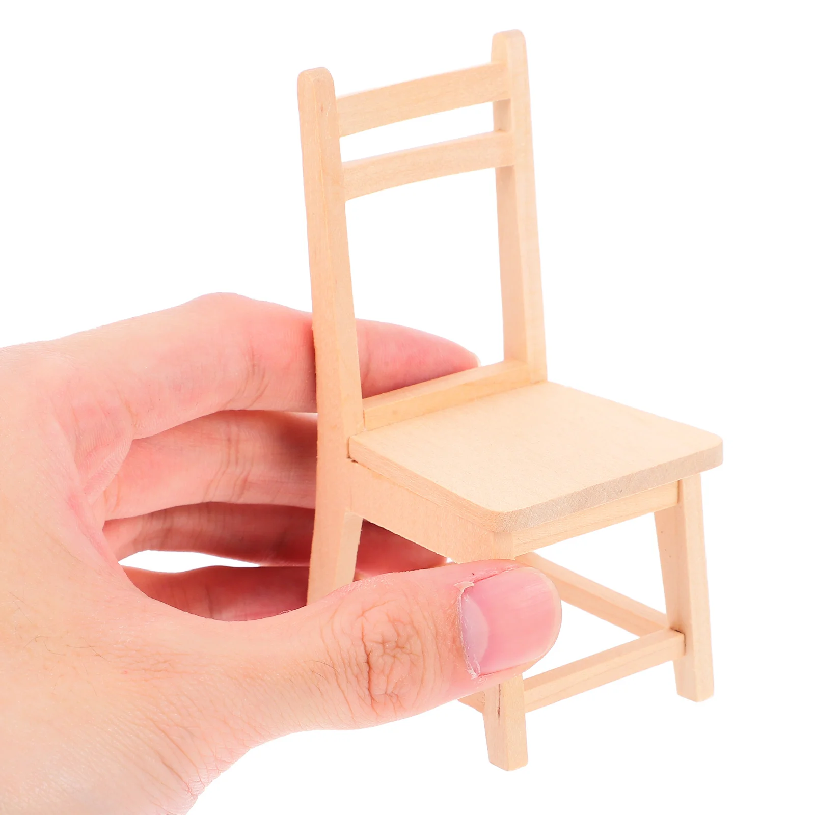 

2Pcs Miniature Chair Thickened Wood Durable Dollhouse Furniture Layout Props Small Solid Wood Chair for Mini Wooden Ornament