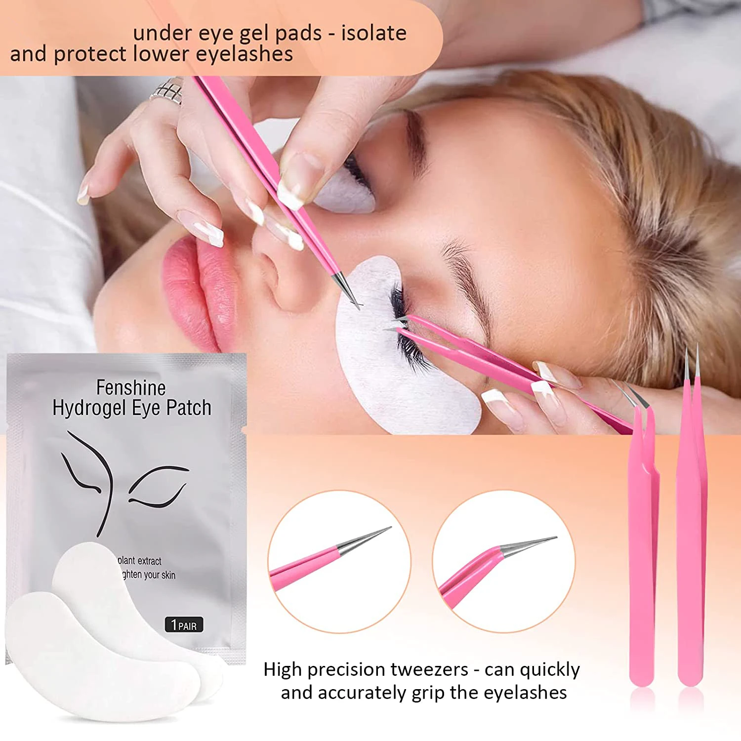 Eyelash Extension Supplies Kit Eyelash Fan Dryer Eye Pads Patches Tweezers Glue Rings Mascara Wands Micro Brushes Applicators