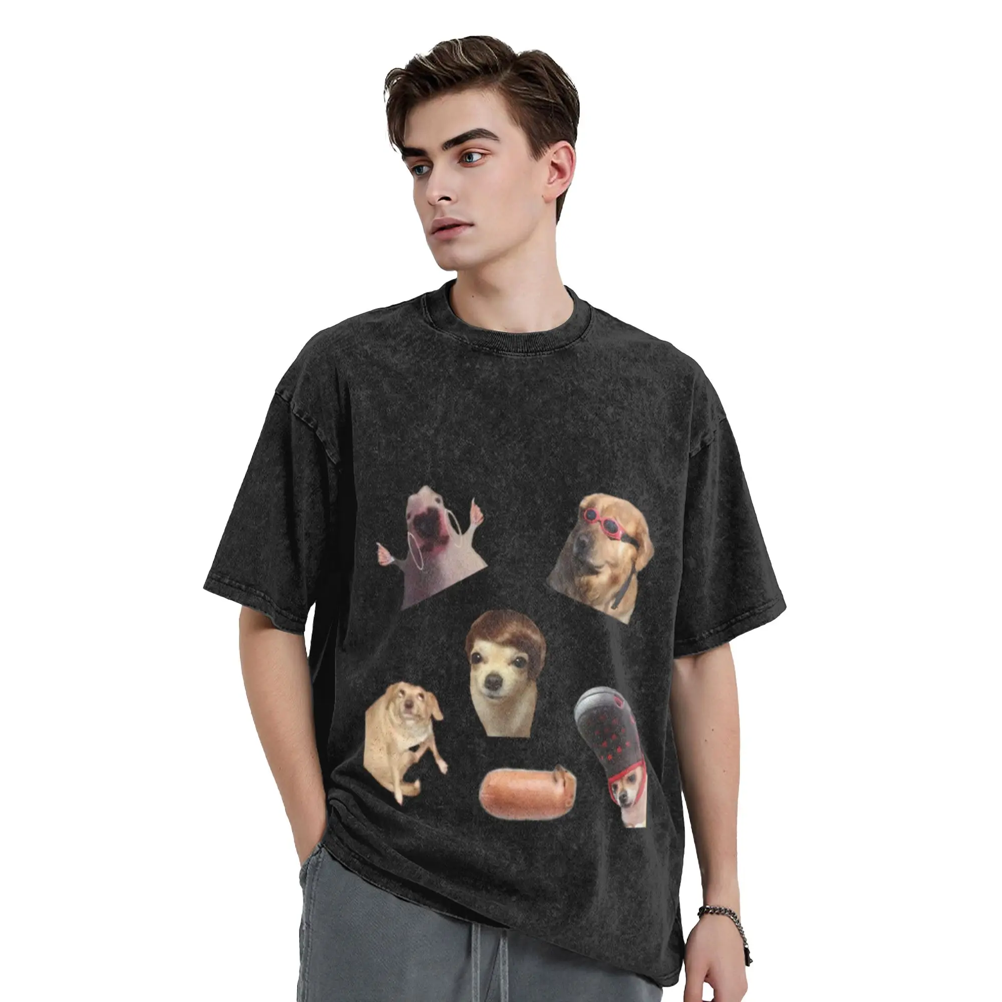 Dog Memes Sticker Bundle Unique Comfort A Vintage Oversized Cotton Unisex T-Shirts