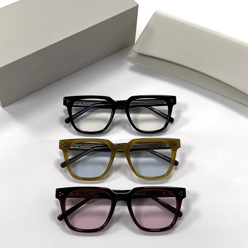 

2025 new glasses frame retro board fashion square frame for women's flat light glasses with myopia glasses frame