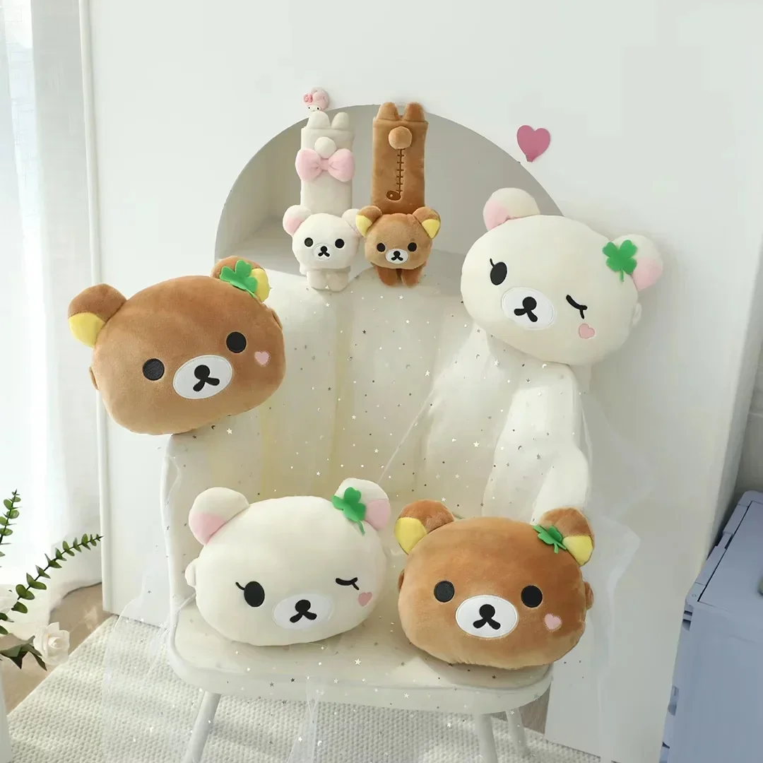 Cute Rilakkuma Car Headrest Seat Belt Cover Soft Fluffy Kawaii Bear Car Neck Pillow Car Interior Accessories for Girls Women - view 4